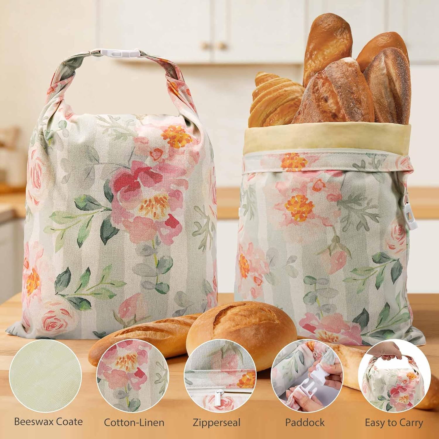 Beeswax Bread Bag, Beeswax Bread Bags For Sourdough, 2 Pack image 5