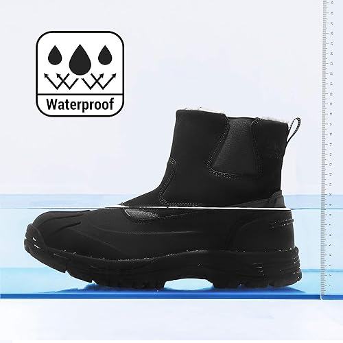 Miniatura 5 de NORTIV 8 Botas de nieve de invierno para hombre, impermeables, aisladas, sin cordones