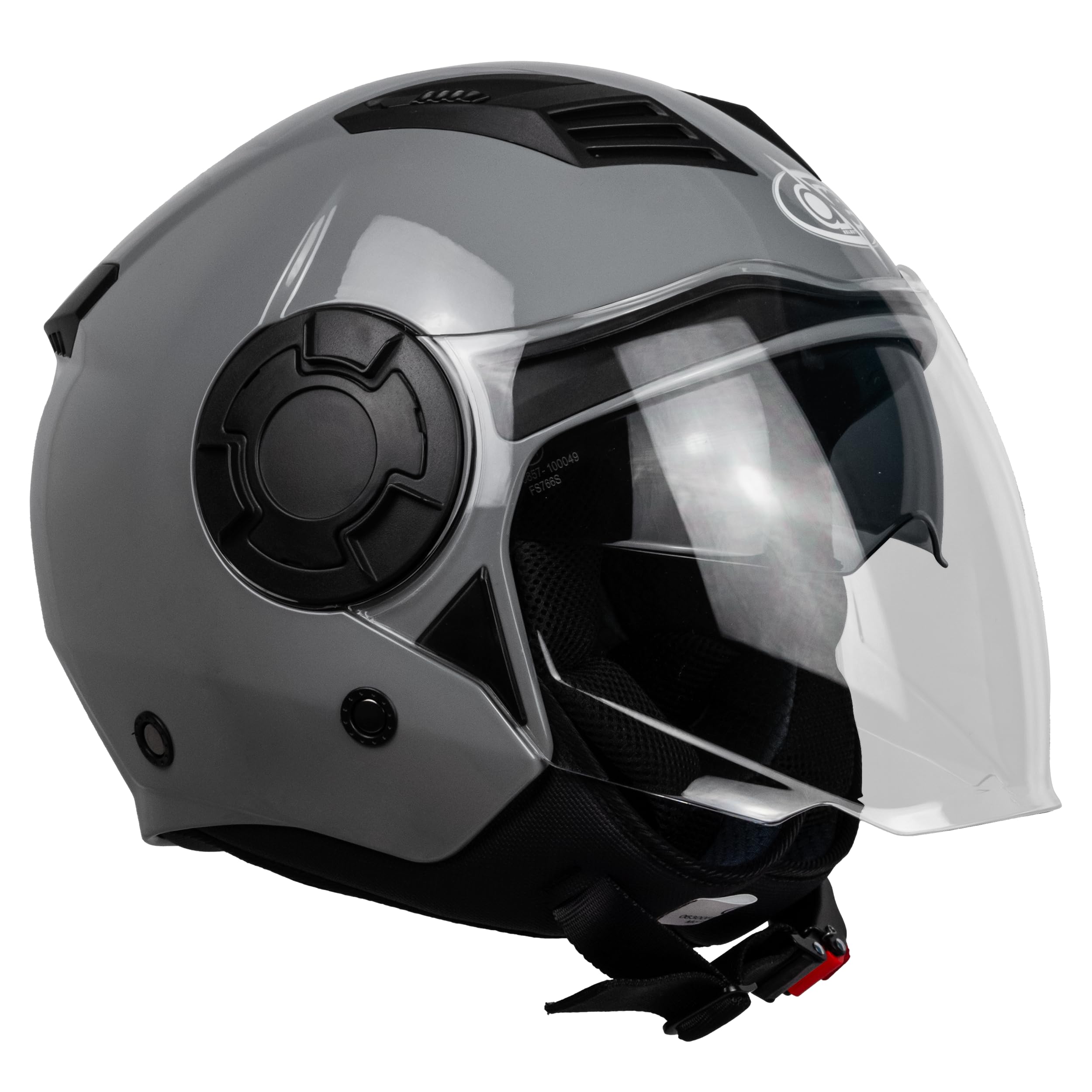 one By Camamoto | Alfa 2.0 Jet Demi-Jet Scooter Helmet Gloss Nardo Grey Double Visor ECE R22-06 Approved, Medium (57-58cm)