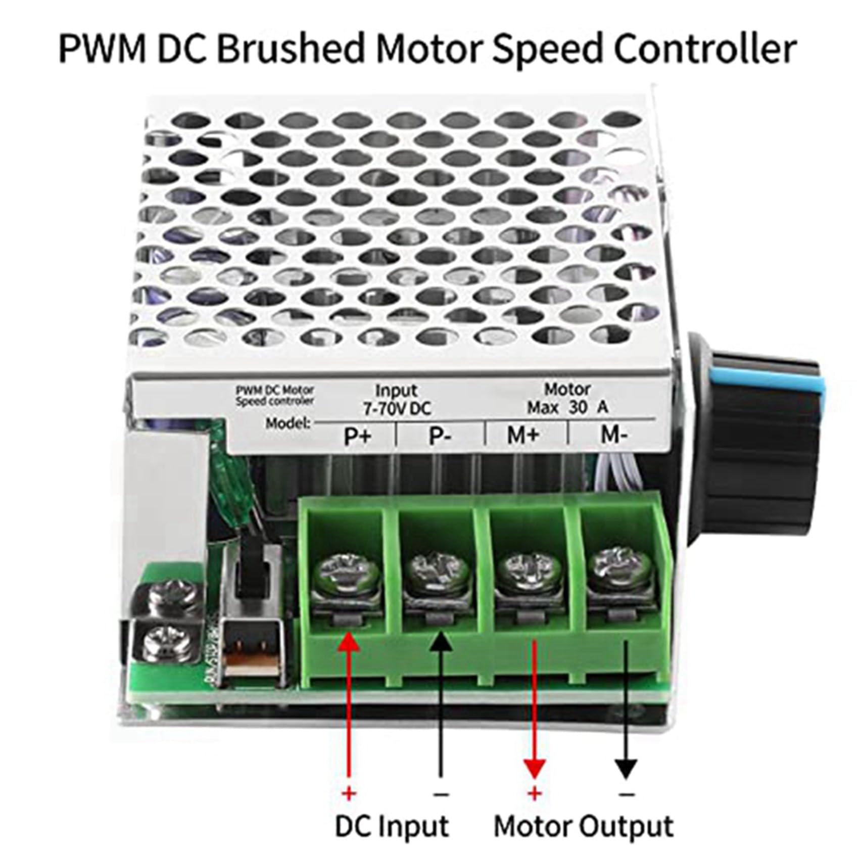 5X Controlador de Velocidad del Motor de CC Controlador PWM, 7-70V 30A Regulador de Velocidad del Motor PWM Ajustable 12V 24V 36V 48V