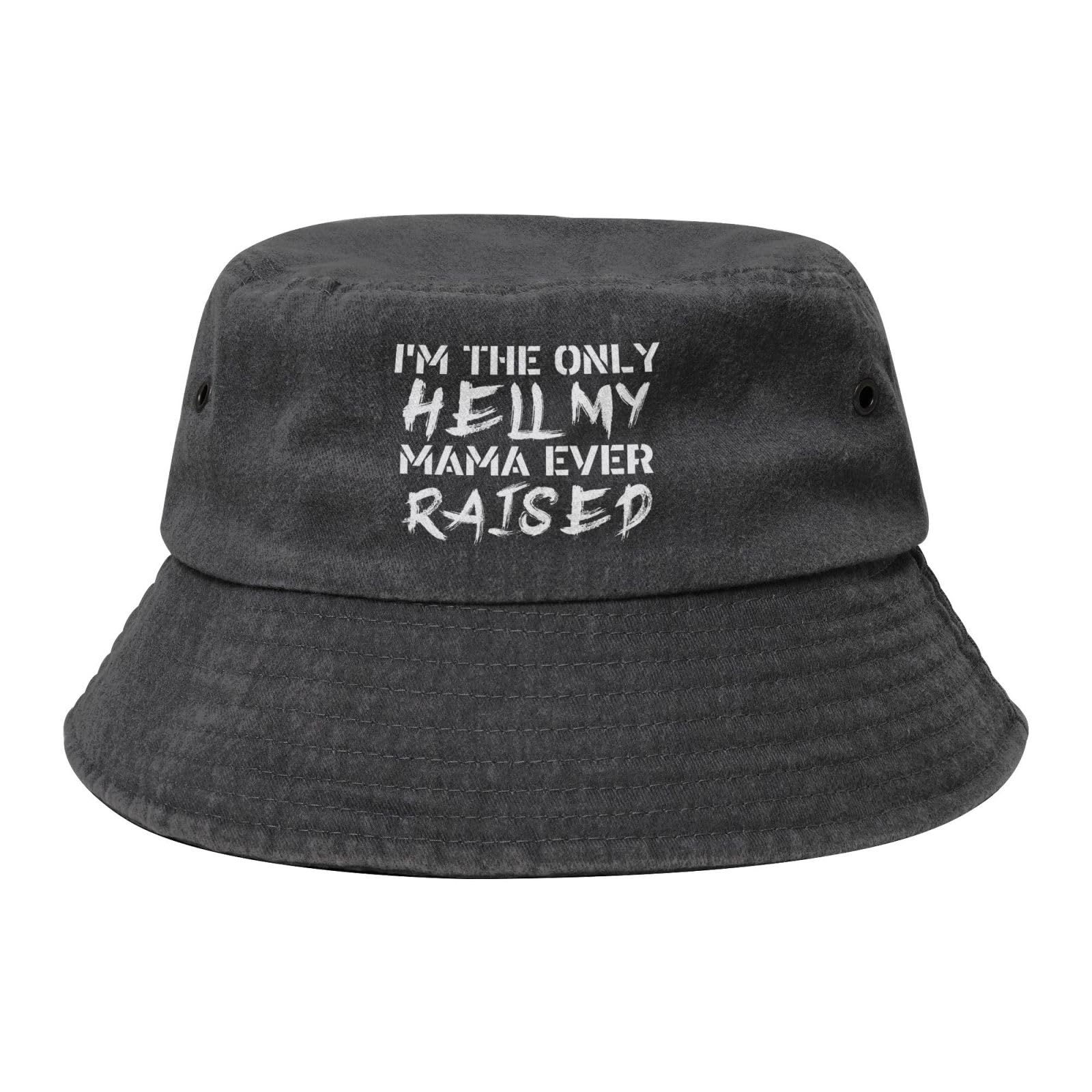 Qauirfe I'm The Only Hell My Mama Ever Raised Fashion Cowboy Denim Fisherman Hat Outdoor Fishing Cap Sun