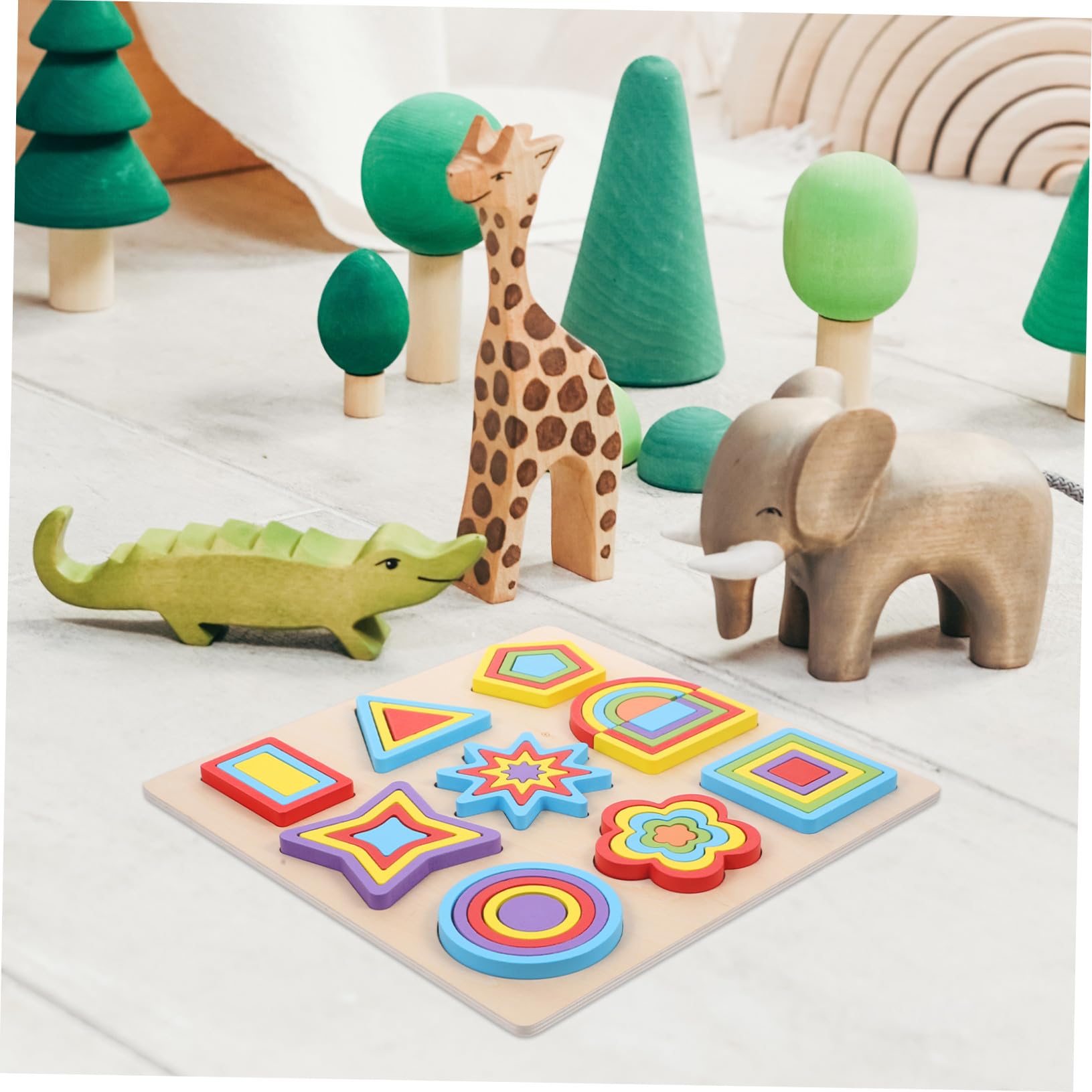 Rompecabezas de Formas Geométricas de Madera 1 Juego Educativo