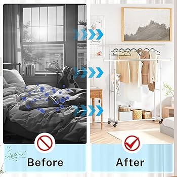 Amazon.com: VICERII Double Clothing Rack, 55.51 Inch Garment Rack