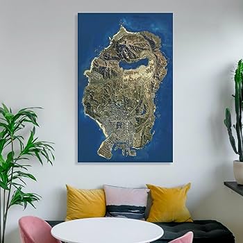 Amazon.co.jp: GTA5衛星地図キャンバスポスター絵画ポスターHD