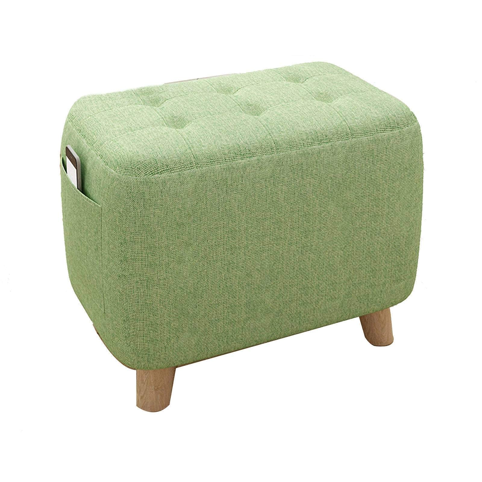 Pouf en bois et repose-pieds carré 45x25x27cm vert clair pour salon et chambre