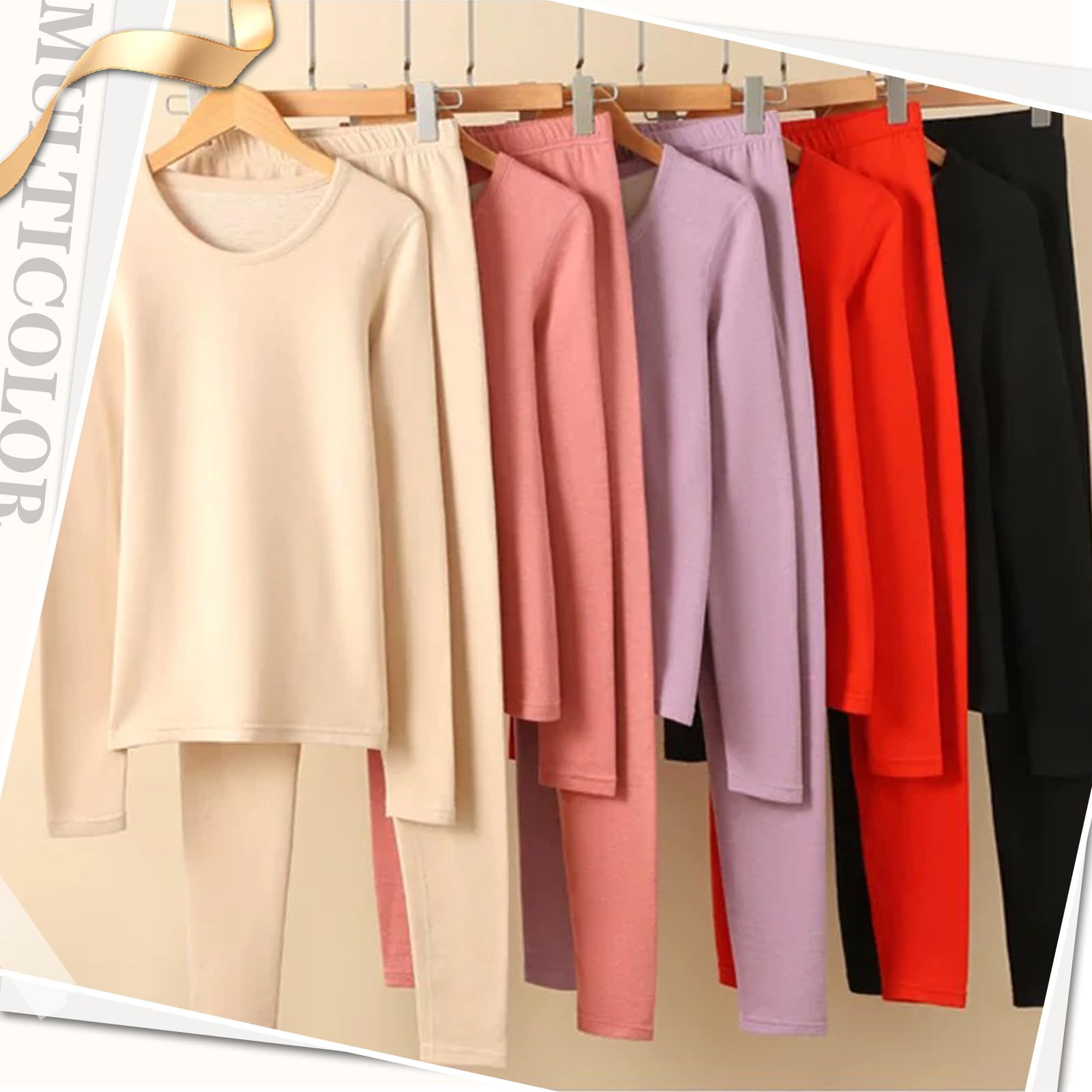 Conjunto Ropa Interior Térmica Mujer Set Funcional de Invierno Capa Base Camiseta Manga Larga Térmica Pantalon para Cálida y Transpirable