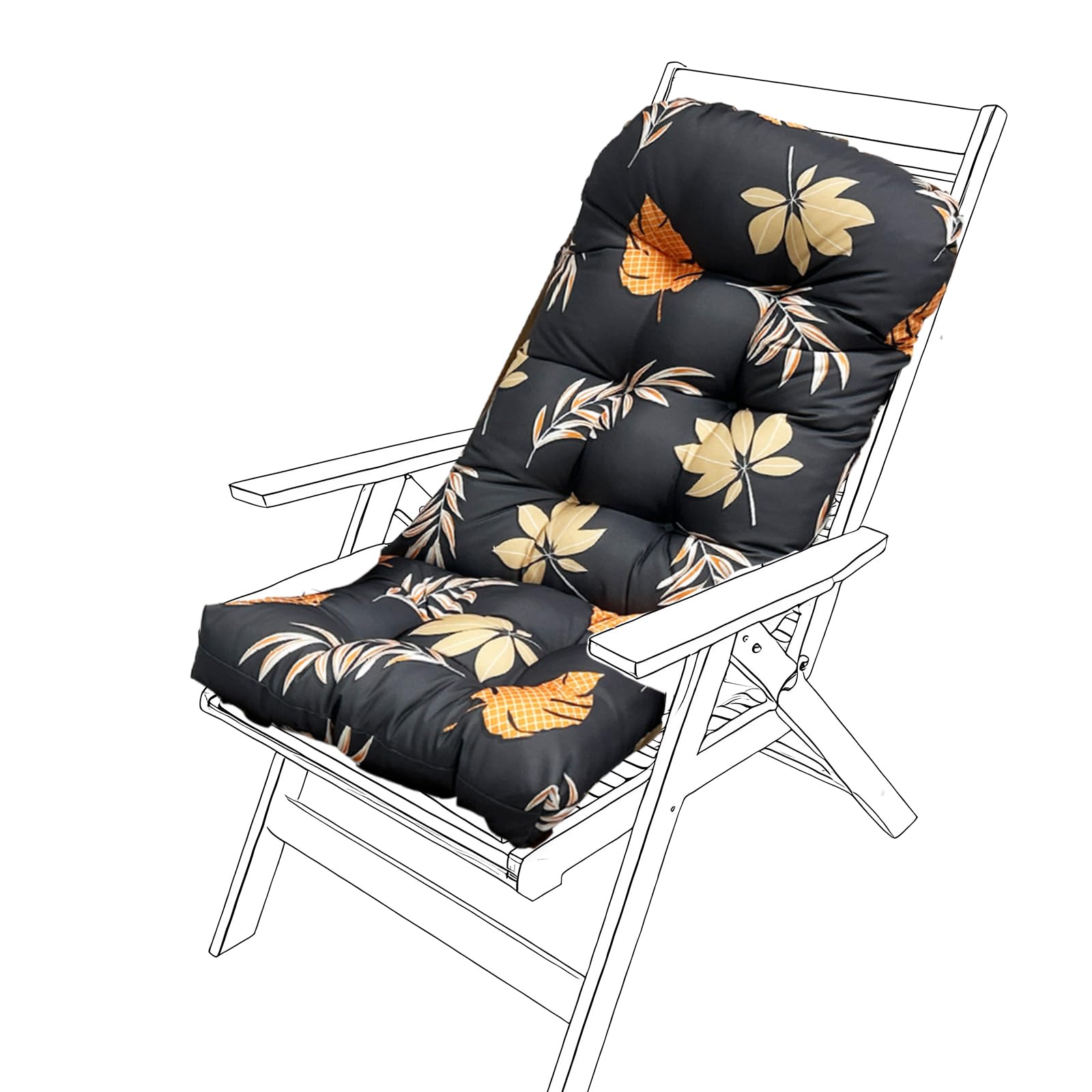 JhLwARes Rocking Chair Cushion,High Back Outdoor Chair Cushions with Ties Waterproof Garden Patio Furniture Cushions Replacement 4" Thickened Dining/Kitchen/Office Chair Seat Pads