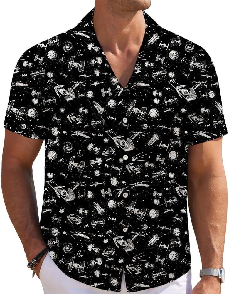 Mens Funny Hawaiian Shirts 3D Graphic Button Down Short Sleeve Tropical Holiday Beach Aloha Shirt - Image 2