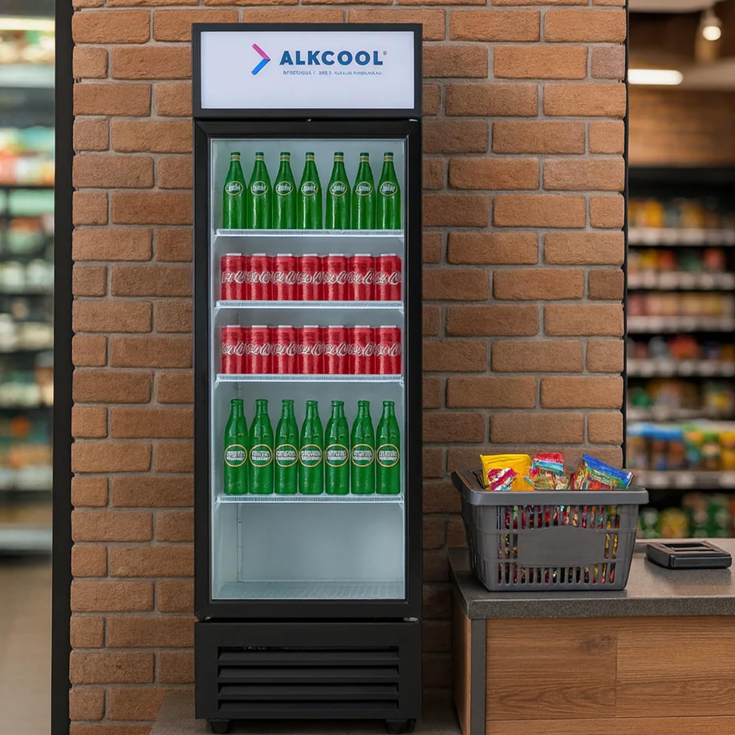 Commercial Beverage Refrigerator Display Fridge,9 Cu Ft Tall Small Single Door Merchandiser Drink Cooler with LED Light Adjustable Shelves,ETL Sanitation