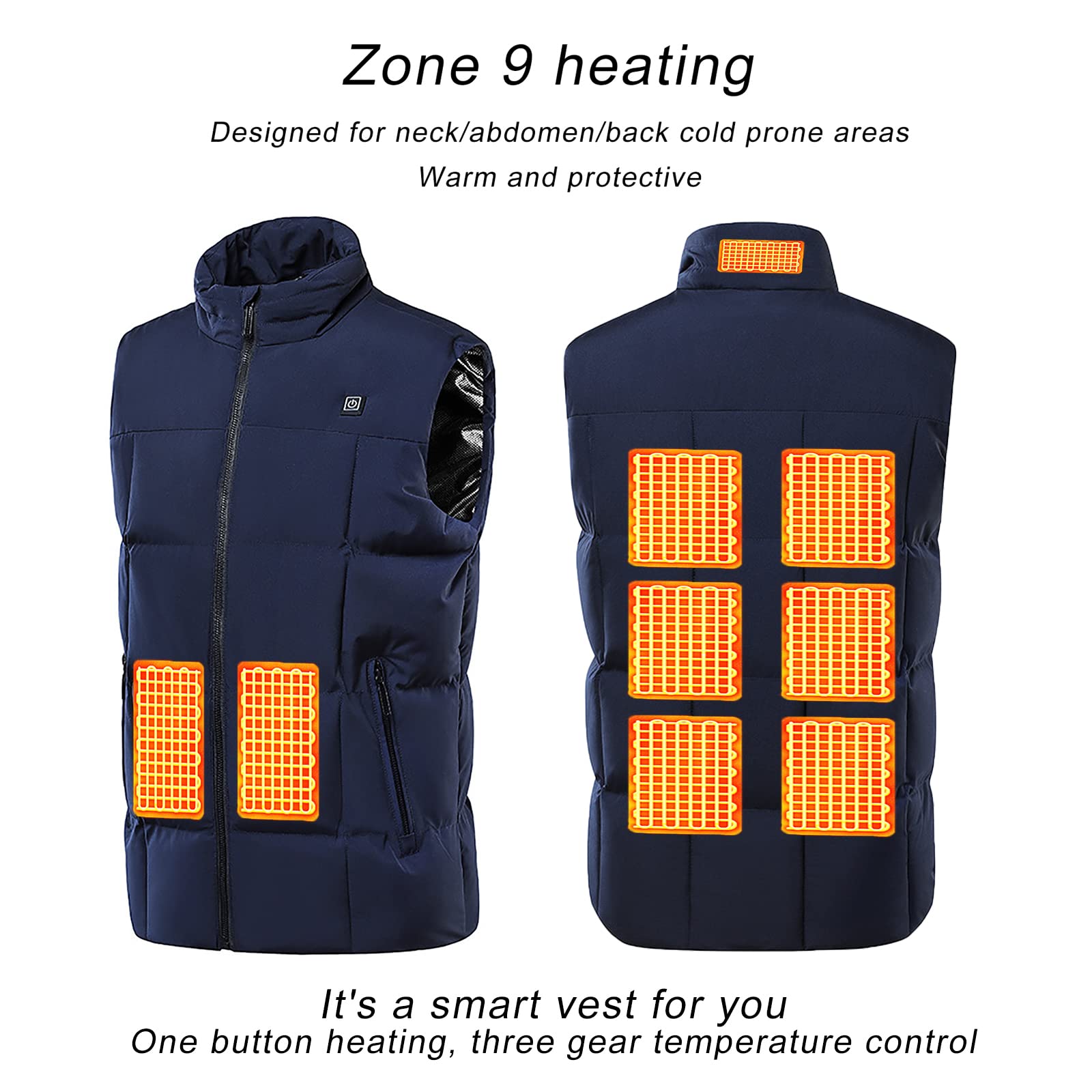 Gilet Elettrico Riscaldato 3 Temperatura Lavabile Giacca Riscaldabile Invernale Caccia Moto Escursionismo e Campeggio (Non Include la Batteria)