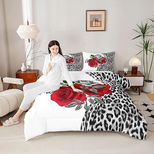 Miniatura 1 de Juego de edredón para niños con estampado de leopardo, tamaño King, juego de ropa de cama de piel de guepardo de animales salvajes, decoración de