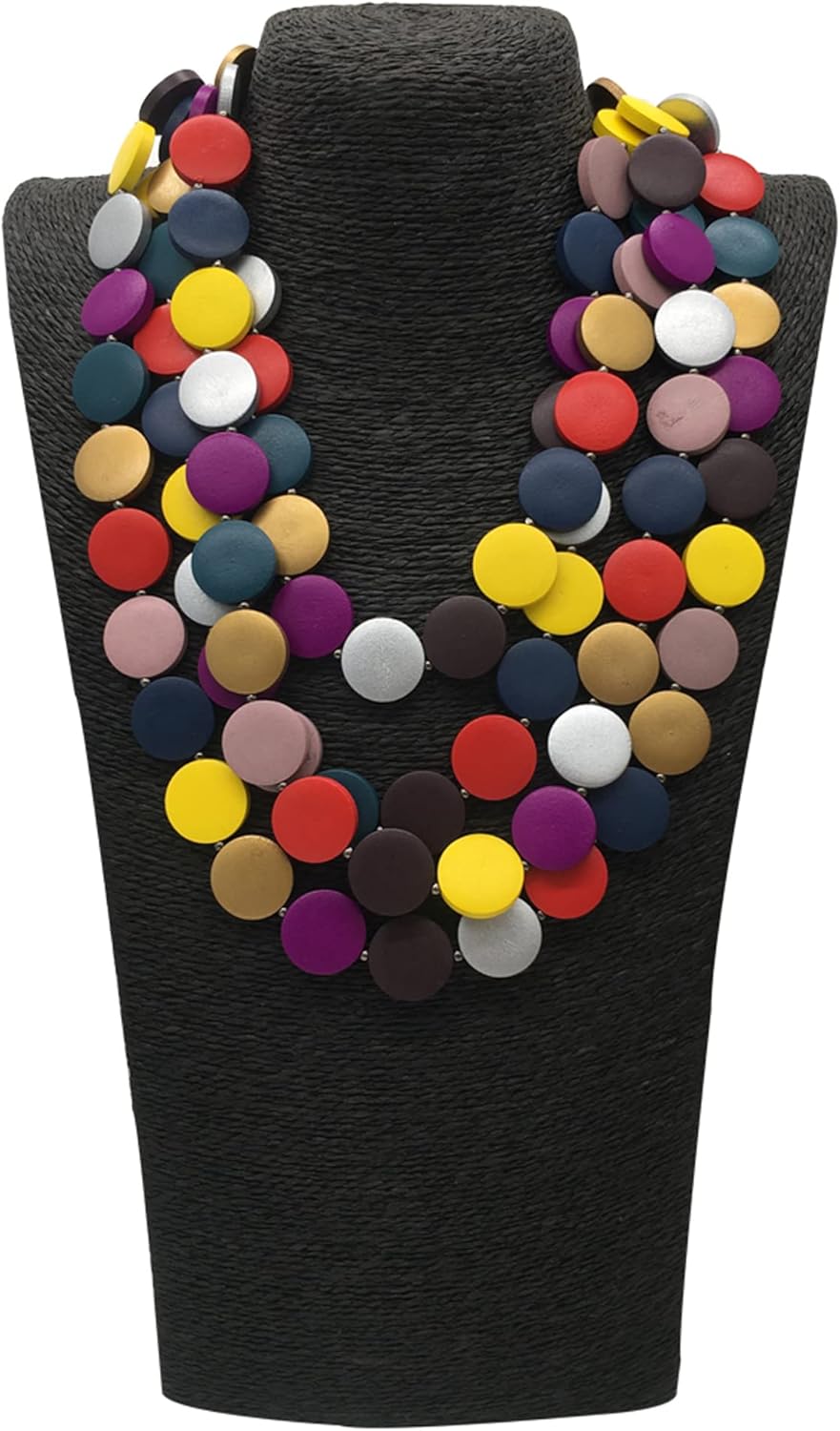 Statement Multicolor Wood Bead Chunky Layered Necklace For Women Multi Layer Color Wooden Beaded Bib Long Strand African Necklace For Women Fashion Jewelry Costume (Multicolor) - Image 3