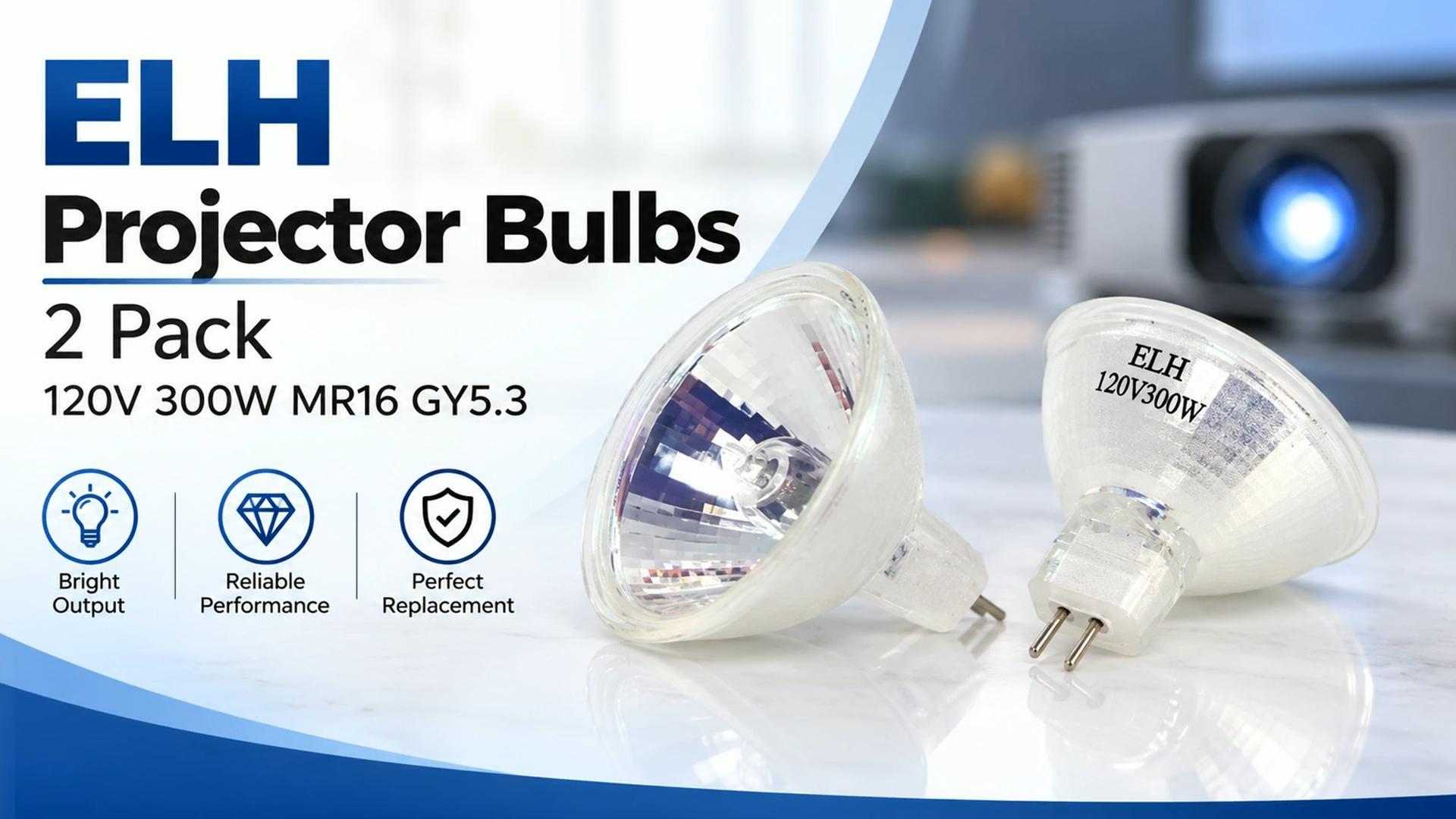 Image of ELH Projector Bulbs 2 Pack, 120V 300W MR16 GY5.3 Overhead Projectors Lamp