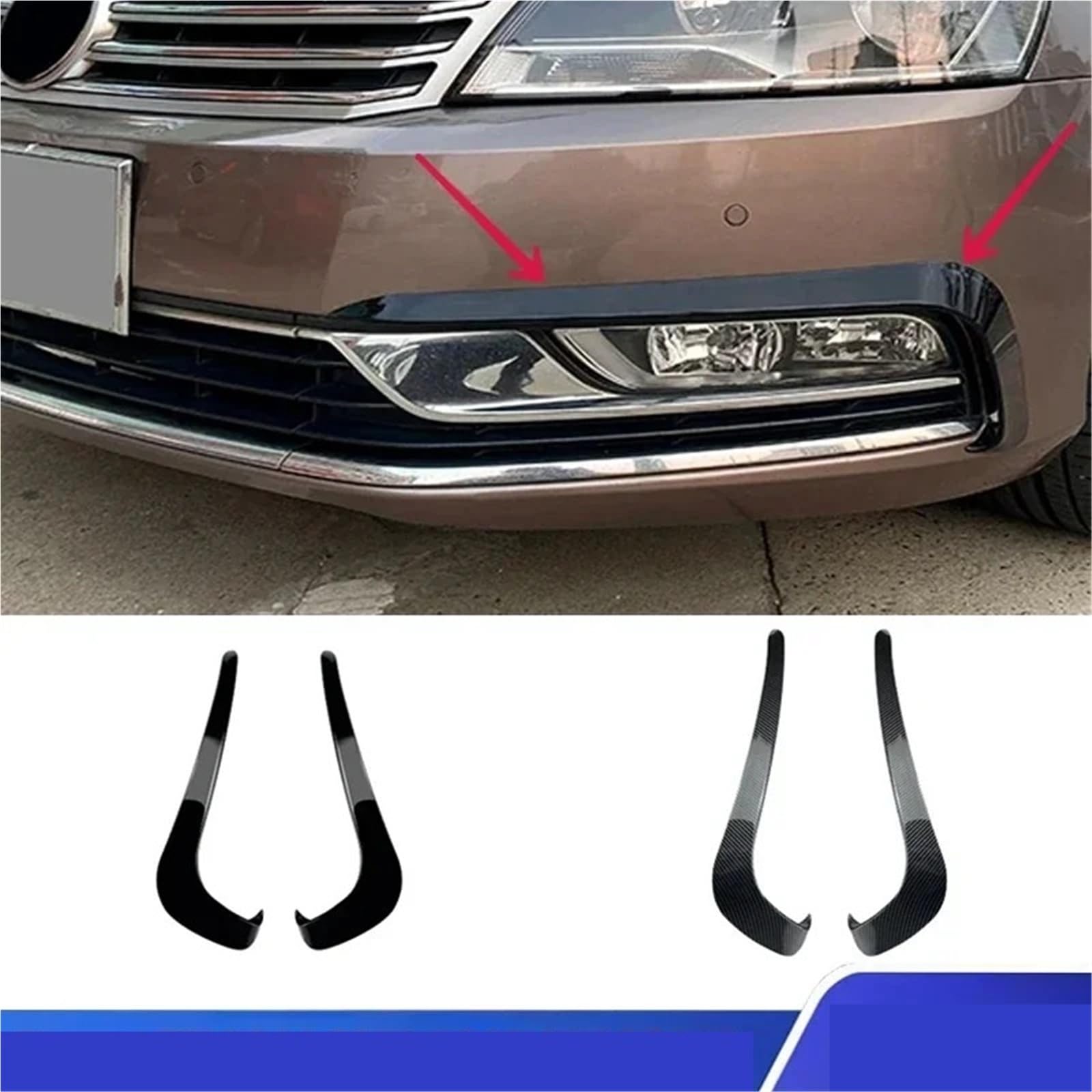Kompatybilny z Volkswagen Passat B7 2011-2015 przedni zderzak samochodowy Spoiler Splitter nawiew powietrza lampa przeciwmgielna osłona grilla zestawy karoserii akcesoria tuningowe(Glossy black)