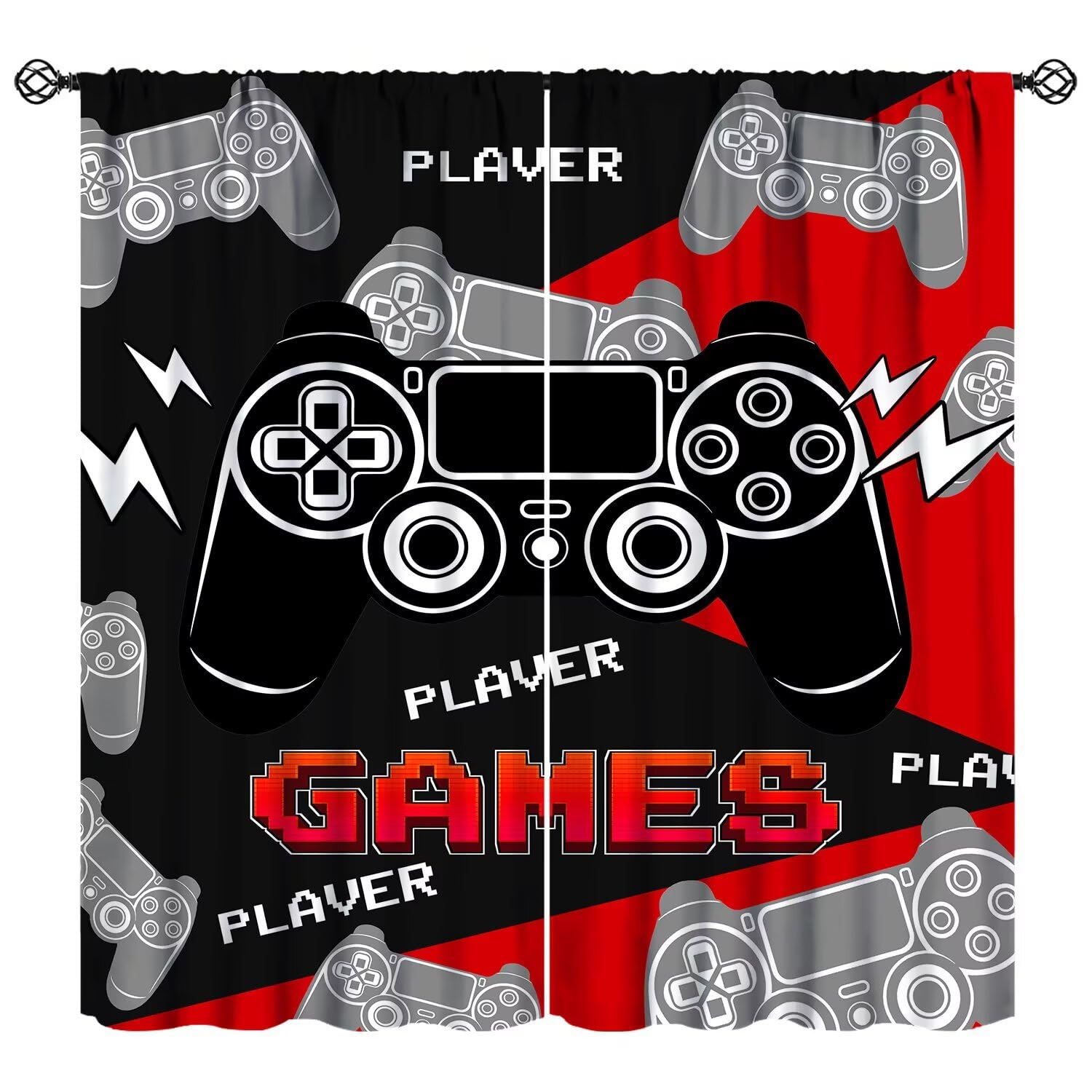 YSWOW Gaming Curtains for Boys Bedroom, Kids Gamer Room Curtain Teens Video Game Controller Window Drapes for for Nursery Living Room Playroom Decor Fabric 2 Panels 42x45 Inch 30% Shading Rate