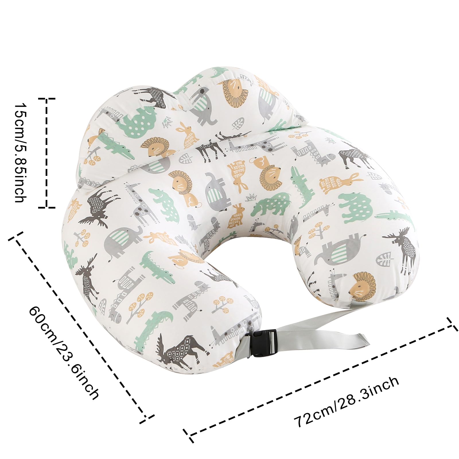 BATTOP Almohada de lactancia con funda extraíble, alimentación, lactancia materna, almohada de alimentación con biberón, almohada adicional en la parte superior para más apoyo para mamá y bebé, tamaño