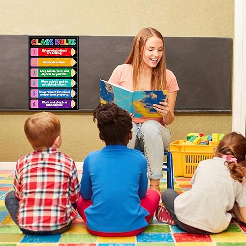 Miniatura 2 de D4DREAM Póster de reglas del aula  11.2 x 16.5 pulgadas, colorido póster educativo para el aula, para aulas, decoración de jardín de infantes,