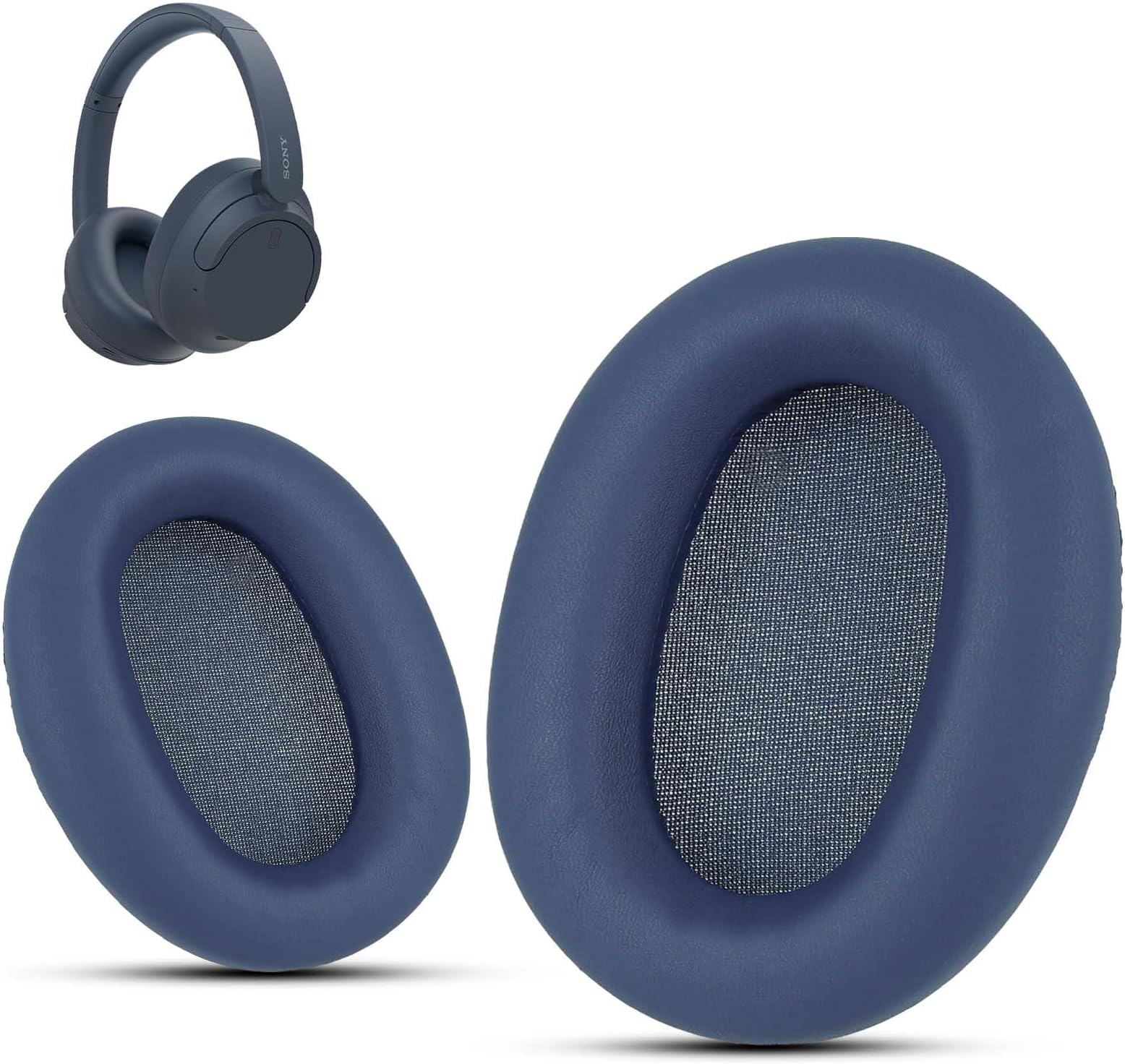 Krone Kalpasmos Replacement Earpads Compatible with Sony WH-CH700N, WH-CH710N, Protein Leather Memory Foam Replacement Ear Cushion, Blue
