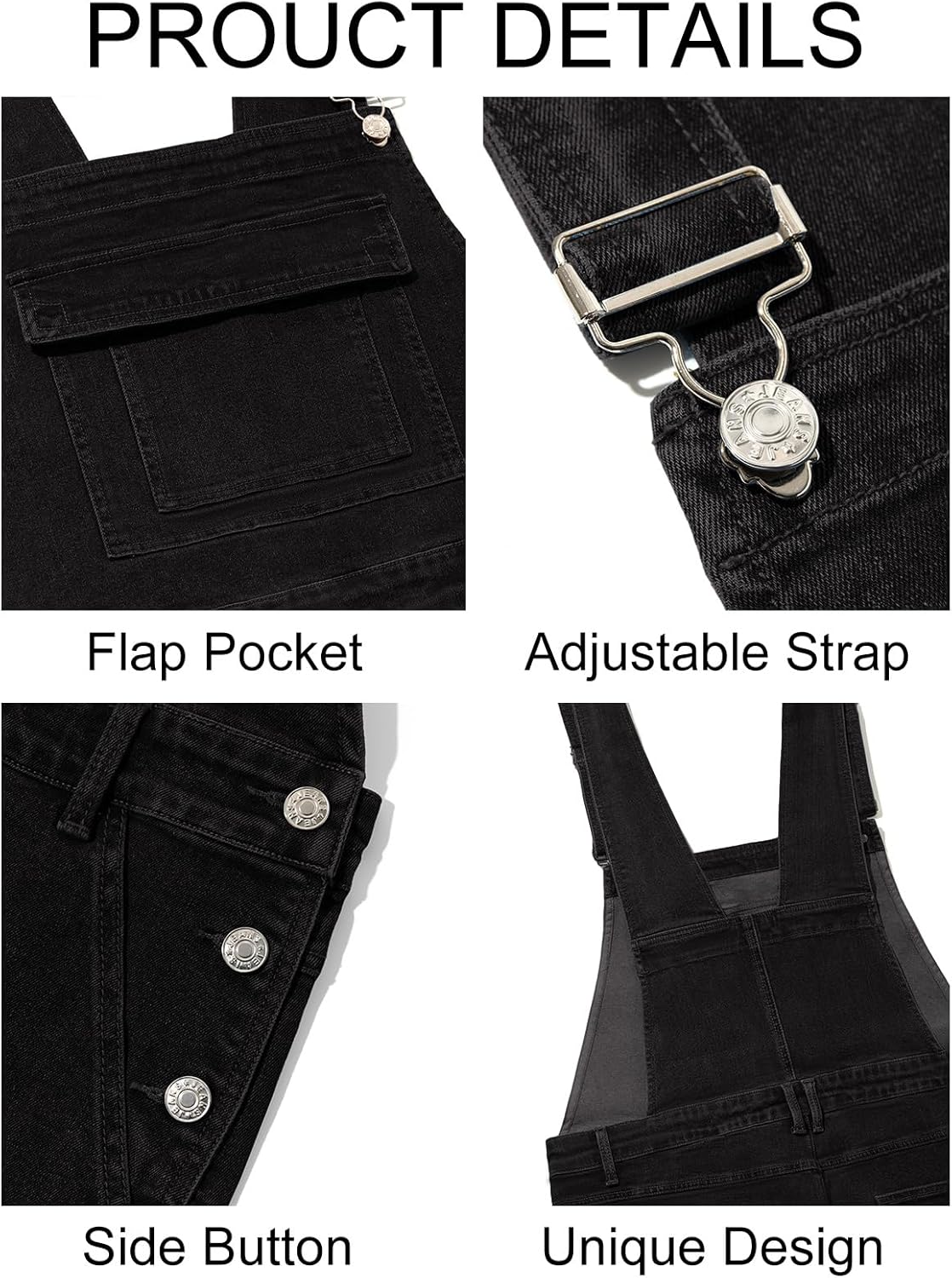 Runcati Men's Denim Bib Overalls Jeans Casual Slim Fit Adjustable Straps Fashion Trousers Boot Cut Jumpsuit - Image 5