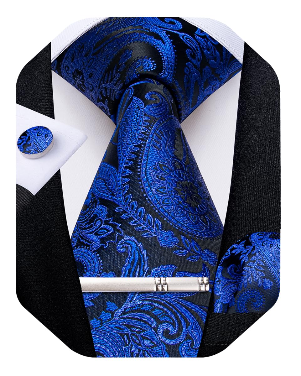 DiBanGu Silk Floral Ties for Men Woven Paisley Necktie