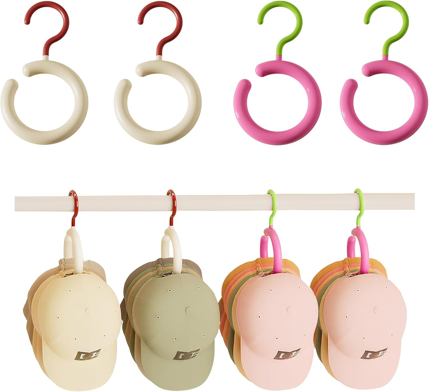 4 PCS Hat Racks for Baseball Caps, Hat Holder Storage Organizer, Multipurpose Closet Hangers?Ideal for Baseball Hats,Storing Belts, Ties, Scarfs, Bags, etc.