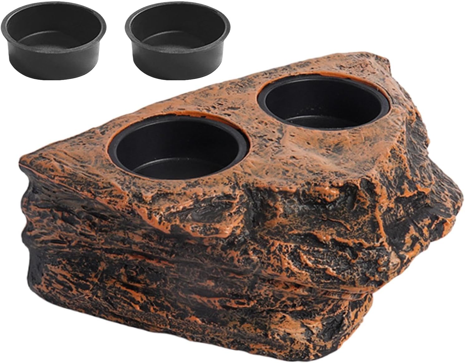 Reptilienfutter-Reptilienfutter – Imition Rock Bowl mit 2 Tassen – Futterhalter für Tierernährung, kleine Lebensräume, Tischzubehör für das Chamäleon von Eidetol Reptilienfutter-Reptilienfutter – Imition Rock Bowl mit 2 Tassen – Futterhalter für Tierernährung, kleine Lebensräume, Tischzubehör für das Chamäleon von Eidetol