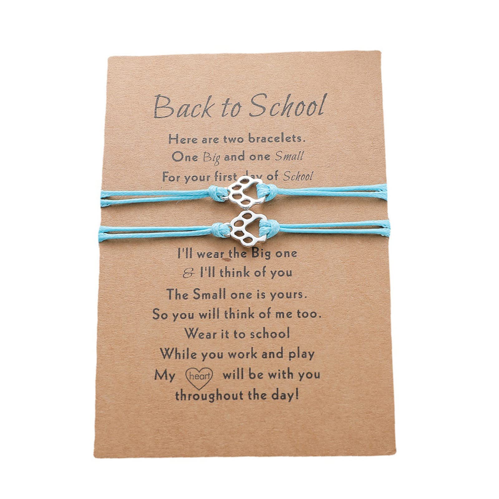 Caiyao2Pcs Puppy Dog Paw Print Distance Matching Bracelet for Women Girls Pinky Promise Handmade Adjustable String with Wish Card Animal Themed Jewelry Dog Lover Mother Daughter Friendship Gifts