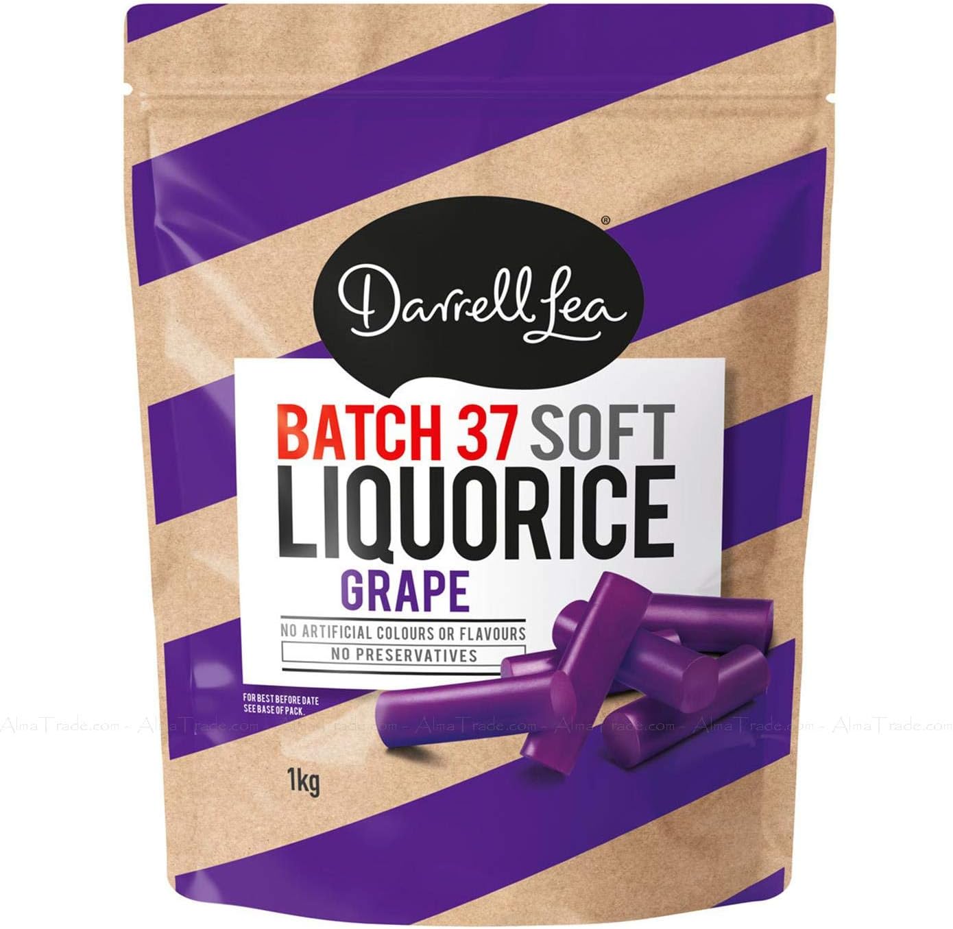 Darrell Lea Batch 37 Soft Liquorice Candy Natural Grape Licorice - Pack of 1kg