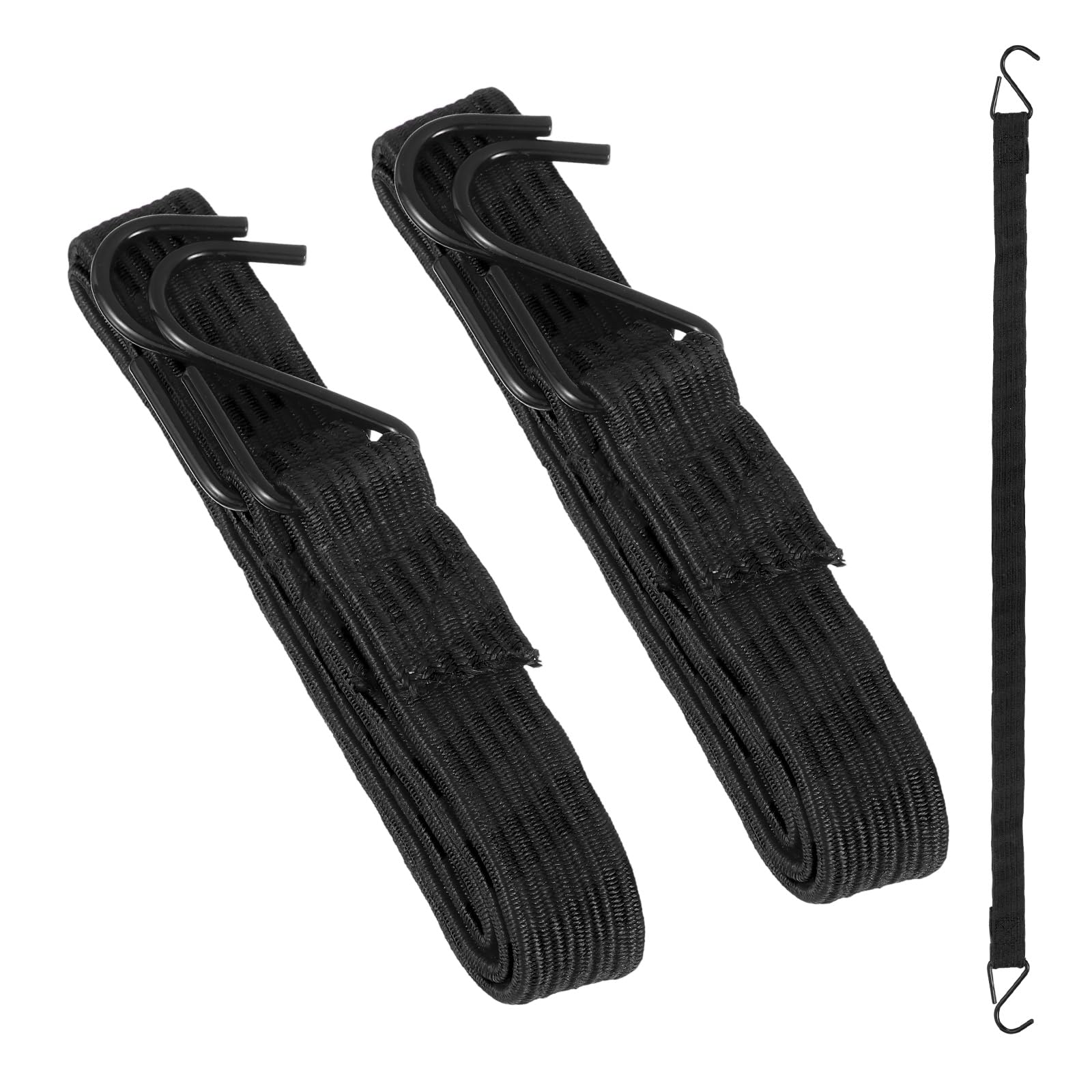 PATIKIL 1m Bungee Cords with Hook, 2Pcs Heavy Duty Outdoor Elastic Bungee Straps for Securing Luggage Moving Cargo, Black