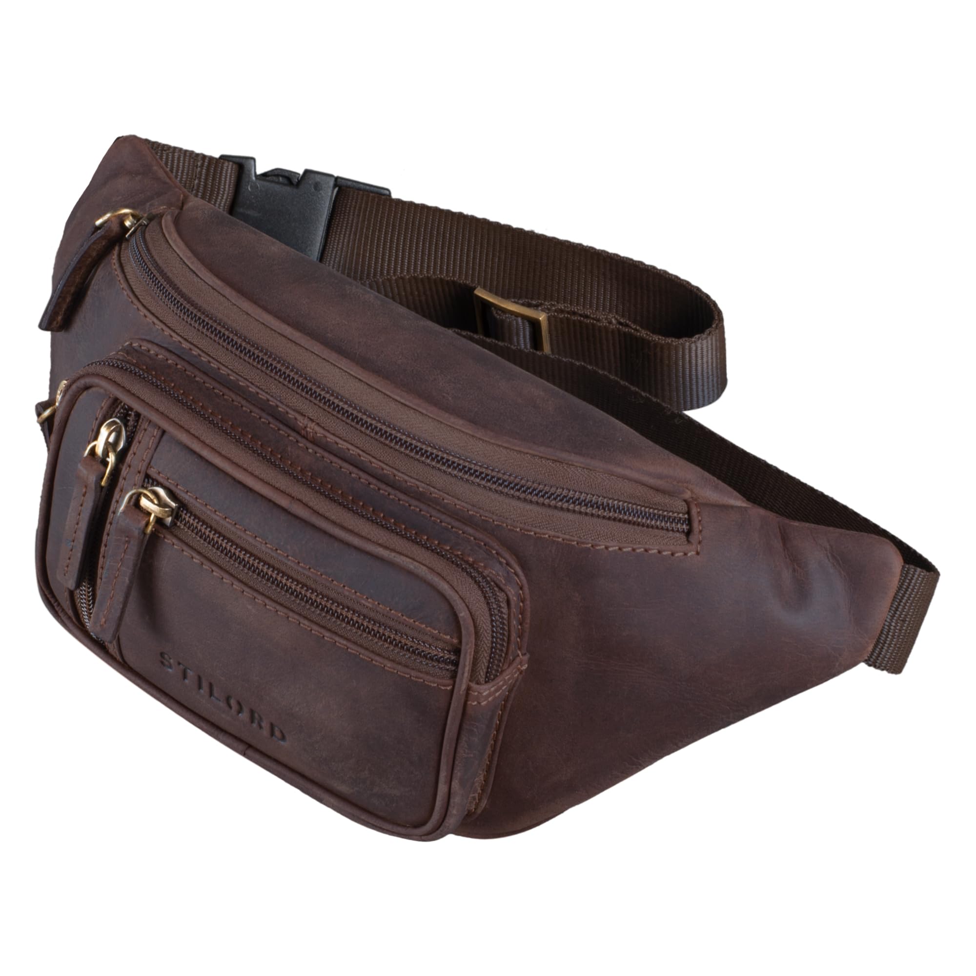 STILORD 'Greg' Marsupio Pelle Marrone Borsa da Cintura Vintage Uomo Donna Borsello da Petto Elegante Cuoio Vera Zainetto Monospalla per Running Festival, Colore:granada - marrone
