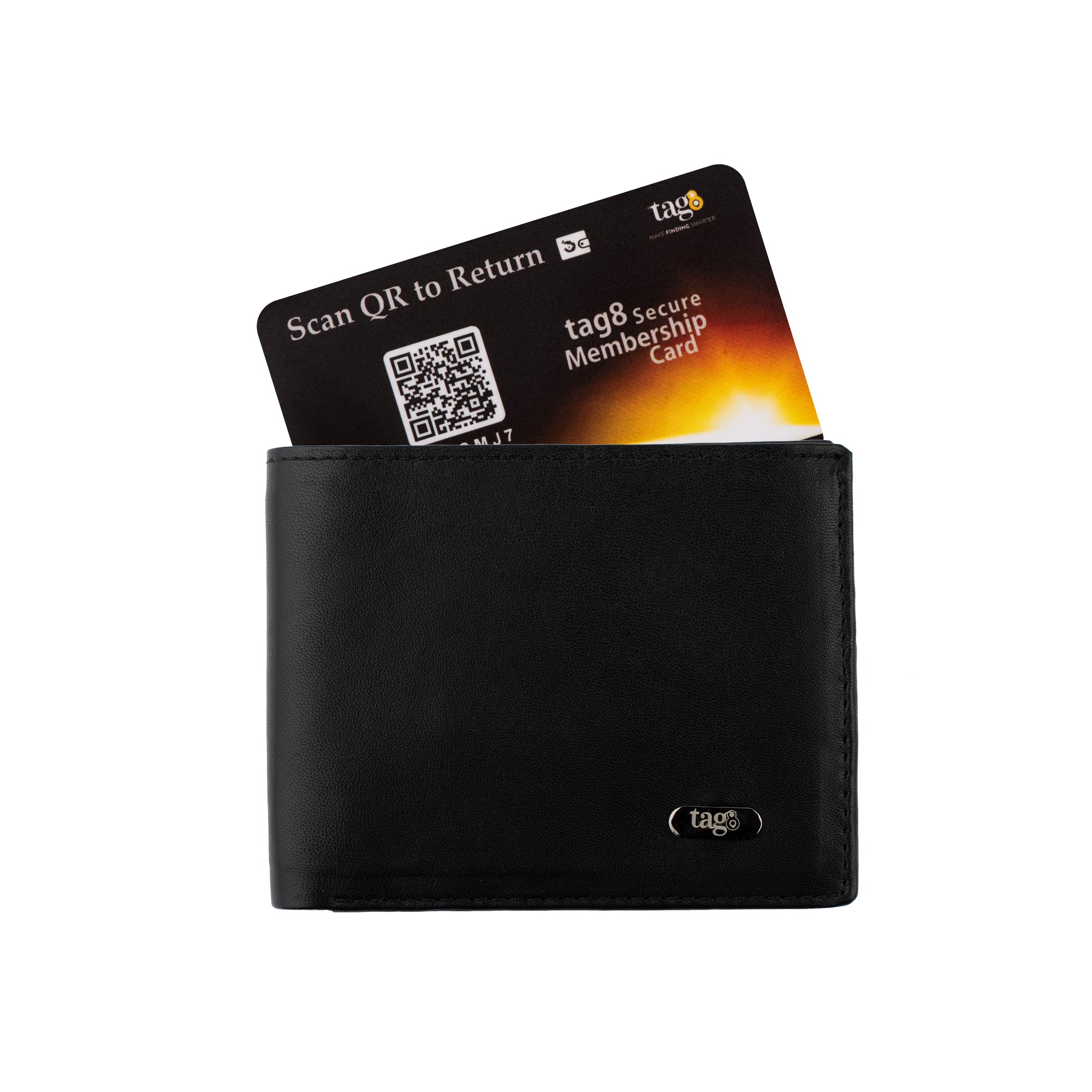 Genuine Leather Men's Wallet Finder (Black) - RFID Blocking Card Holder for Men with Global Track and Trace Solution - 4 Card Slots, 2 Cash & Hidden Pockets & 1 Coin Pocket