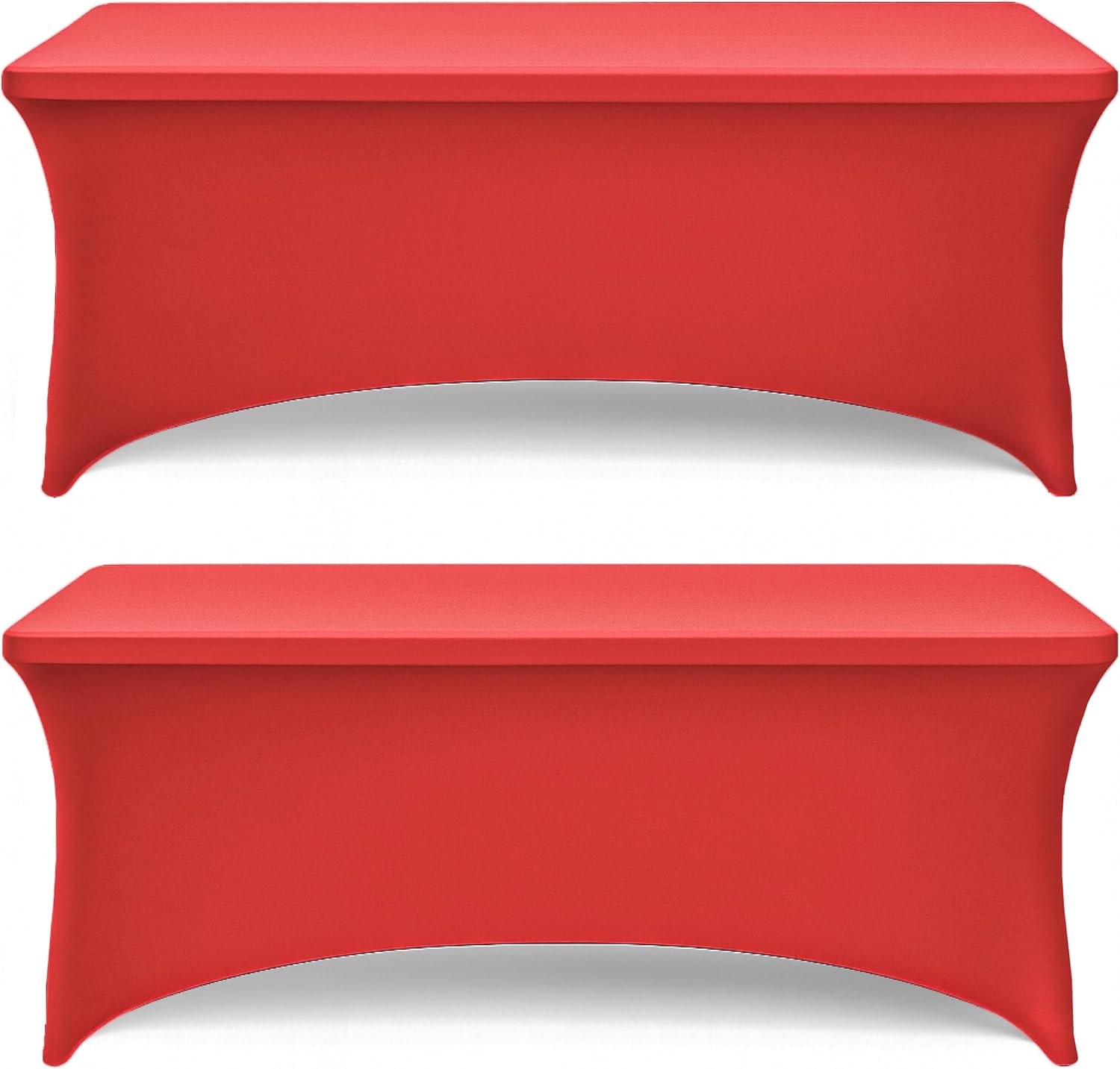 Red Spandex Table Covers 6ft, 2 Pack - Elegant, Durable, Stretchy 6ft Table Cover Fitted, Wrinkle and Stain Resistant, Elastic Leg Pockets