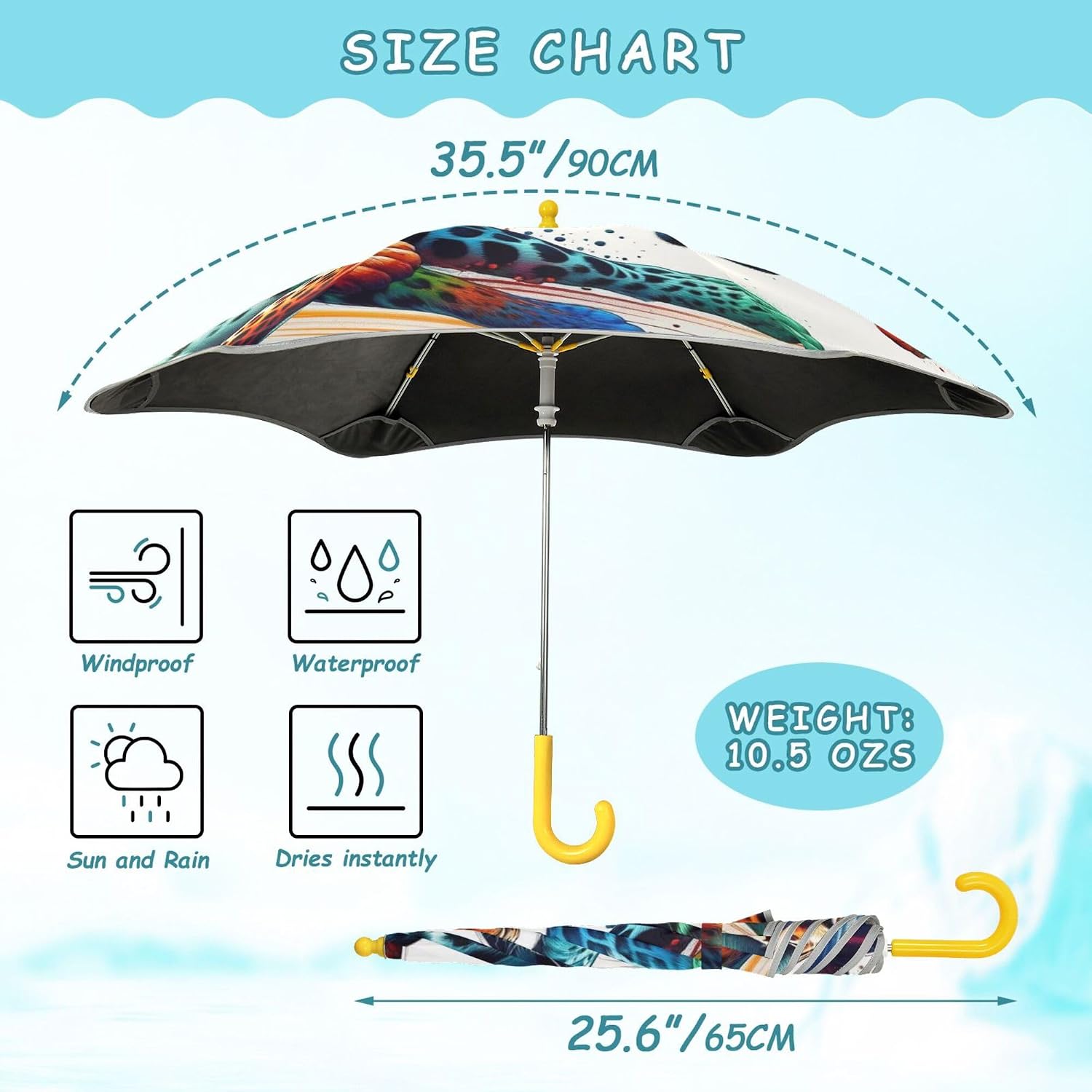 ALAZA Leopards Cheetah Fighting Kids Umbrella for Girls Boys Toddler Children Rain & Sun Umbrella