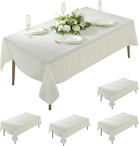Craft And Party Paquete de 5 manteles rectangulares de 60 x 126 pulgadas, mantel rectangular de 8 pies, tela de poliéster lavable para el hogar, disponible en Yaxa Peru