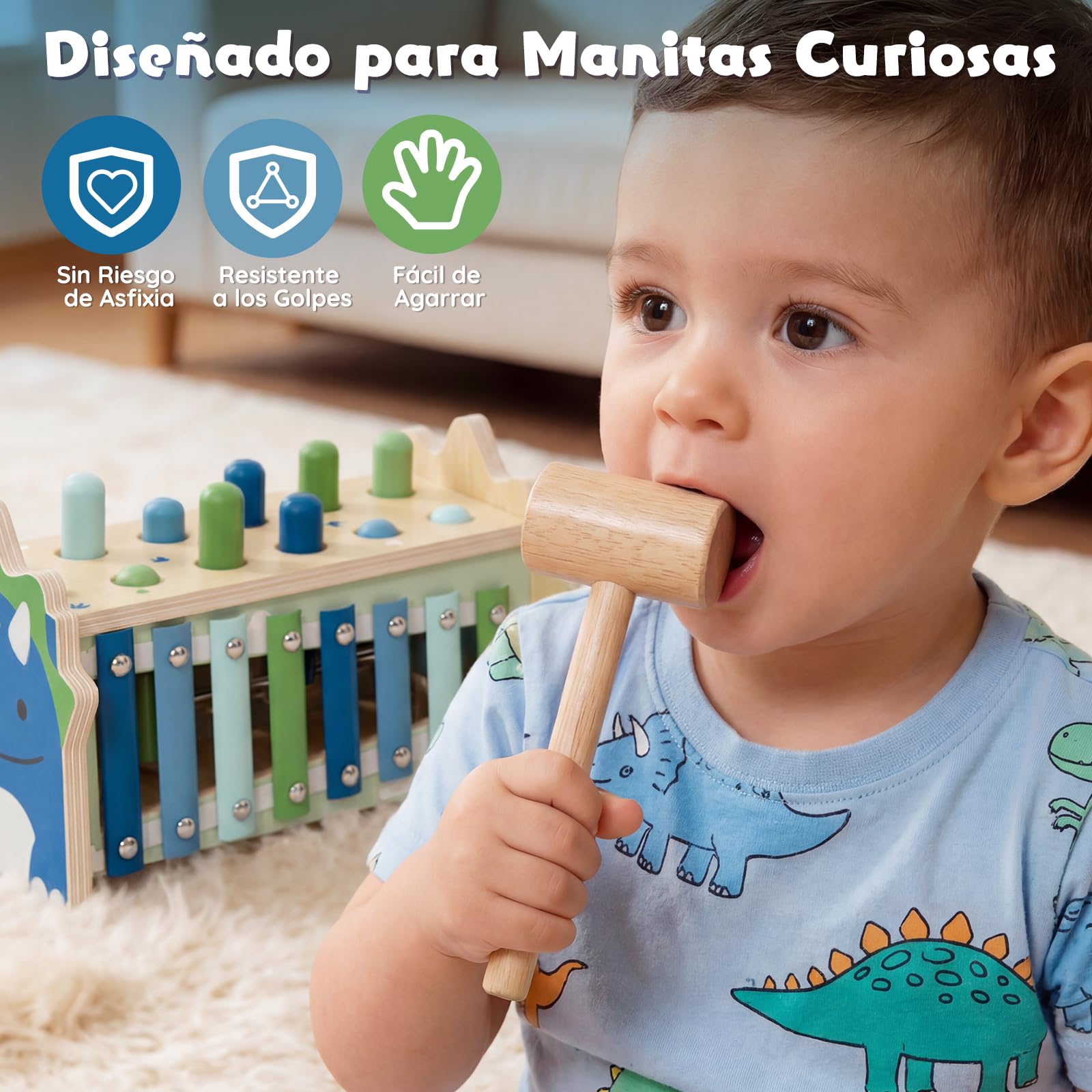 Lehoo Castle Juguetes Montessori 1 Año, Juguete de Madera con Xilófono y Martillos para Bebés, Juguetes Educativos de Motricidad para Niños, Regalos de Cumpleaños y Navidad para Niños 1-3 Años