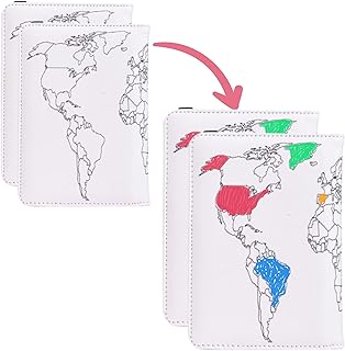 2 Pack Paint-Over World Map Passport Holder - RFID Blocking Passport Cover & Vaccine Card Holder Combo, Passport Wallet, Passport Case, Passport Book Holder, Airport Travel Accessories