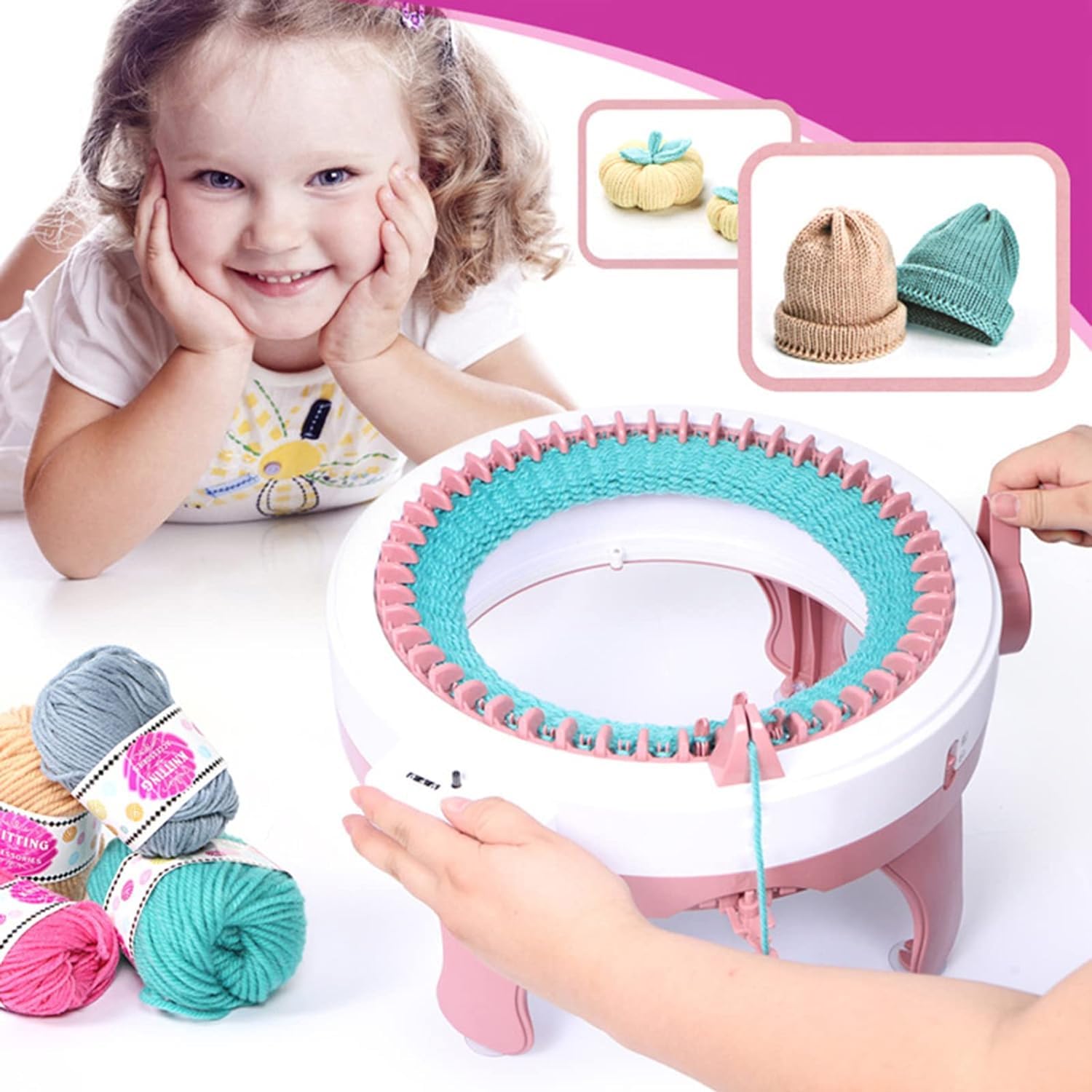 Iordan Strickmaschine, 40 Nadeln Smart Weaving Round Strickmaschinen, Strickbrett rotierende Doppelstrickmaschine Maschinenset für Erwachsene/Kinder DIY Stricken Schal Mütze Socken