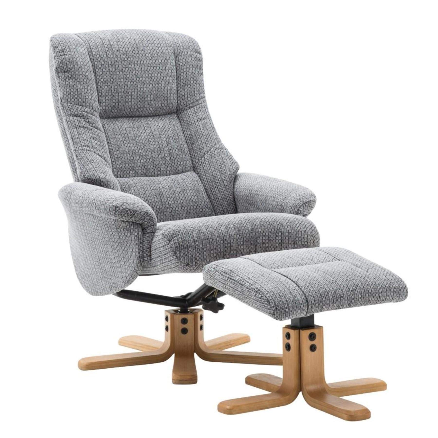 The Florida Lake Blue Fabric Swivel Recliner Chair & Matching Footstool