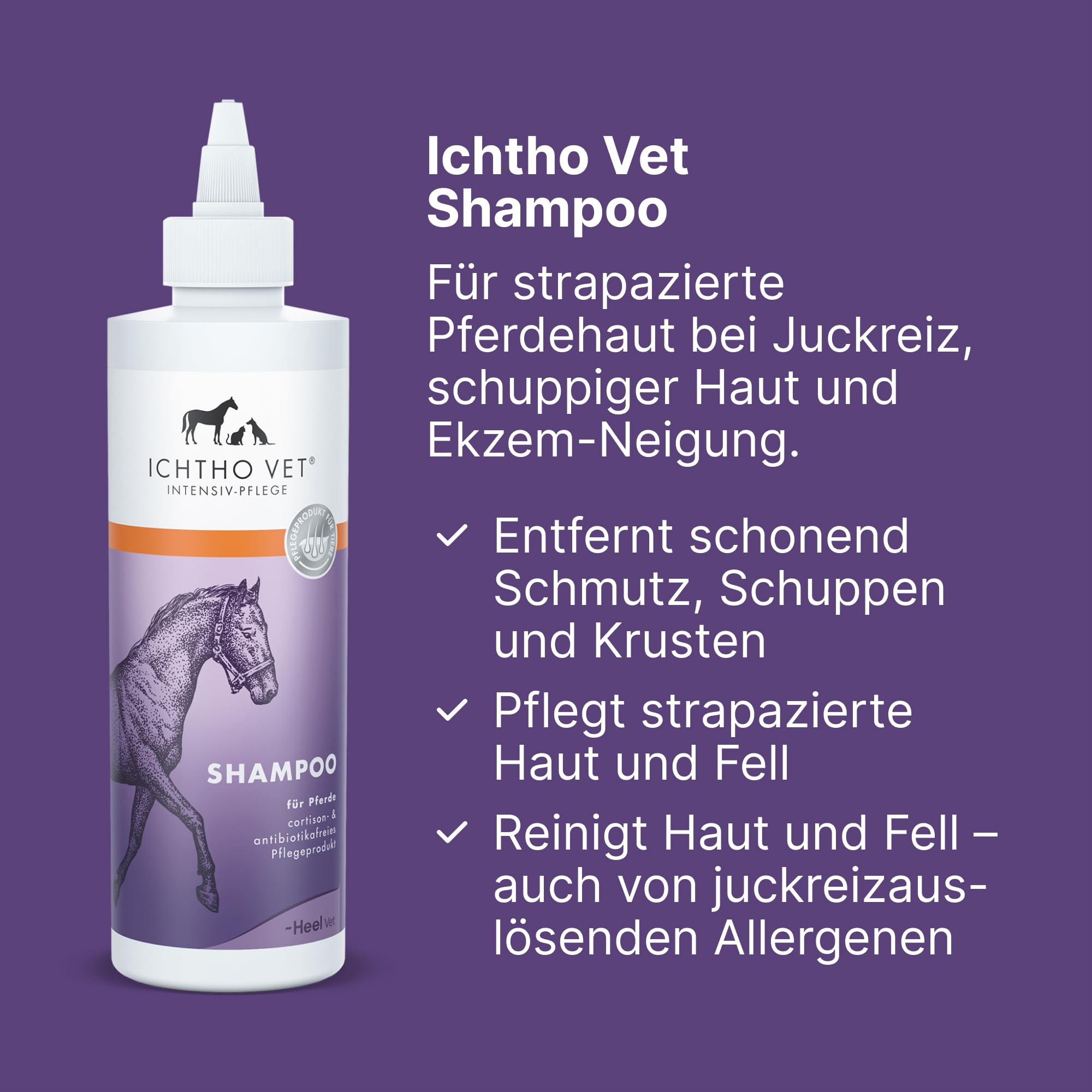 Shampoo für Pferde: Sanfte Reinigung und Pflege für empfindliche und strapazierte Pferdehaut, 250ml | MADE IN GERMANY