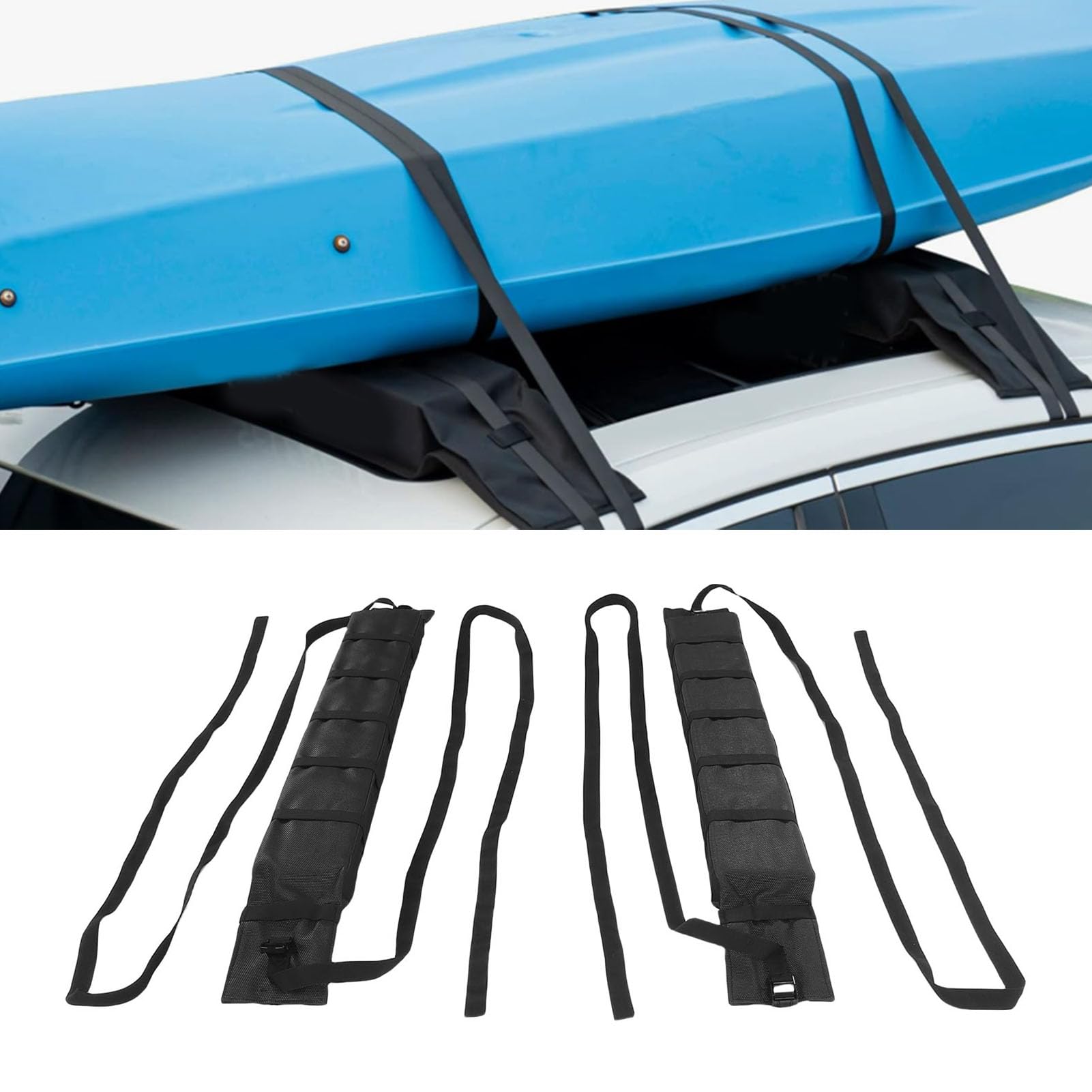 Car Soft Roof Rack Pads, 2pcs Universal Anti Slip Roof Rack Pads für Kajaks, Surfboards – Passt zu SUVs, Limousinen, 2/4 Türigen Autos