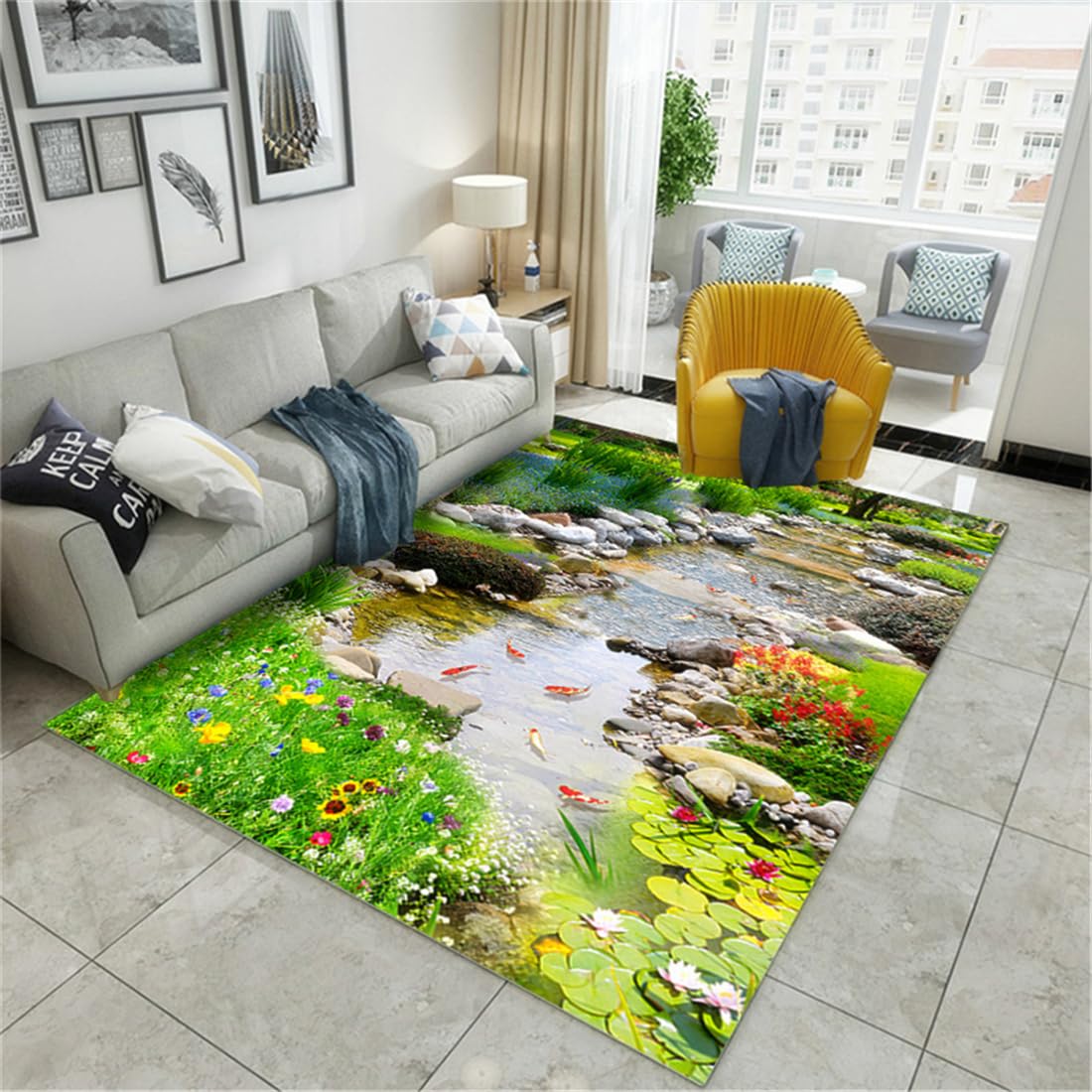 Grand tapis vert 300x400cm : solution grand salon et chambre enfant
