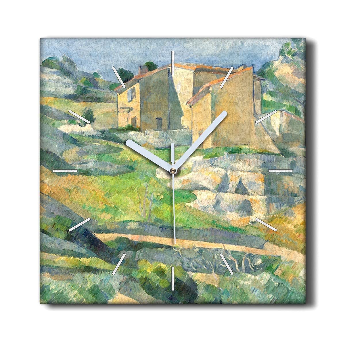 Décoration murale le salon avec l'horloge sur toile Coloray 30x30cm peinture de maisons