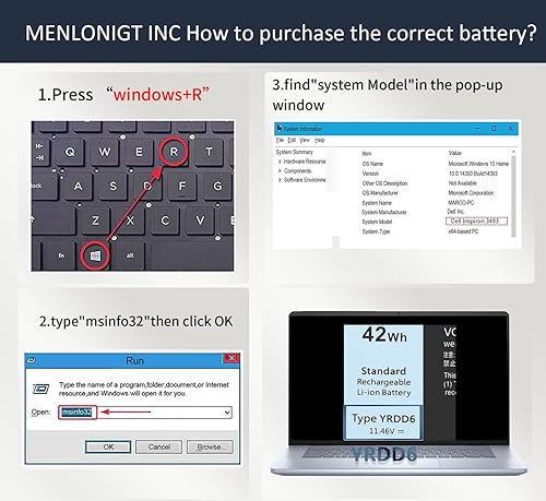 Miniatura 7 de Menlonigt Batería YRDD6 1VX1H de 42 Wh para Dell Inspiron 3493 3501 3582 3583 3584 3593 3793 5480 5481 5482 5485 5491 5493 5585 5590 5590 55 591 5