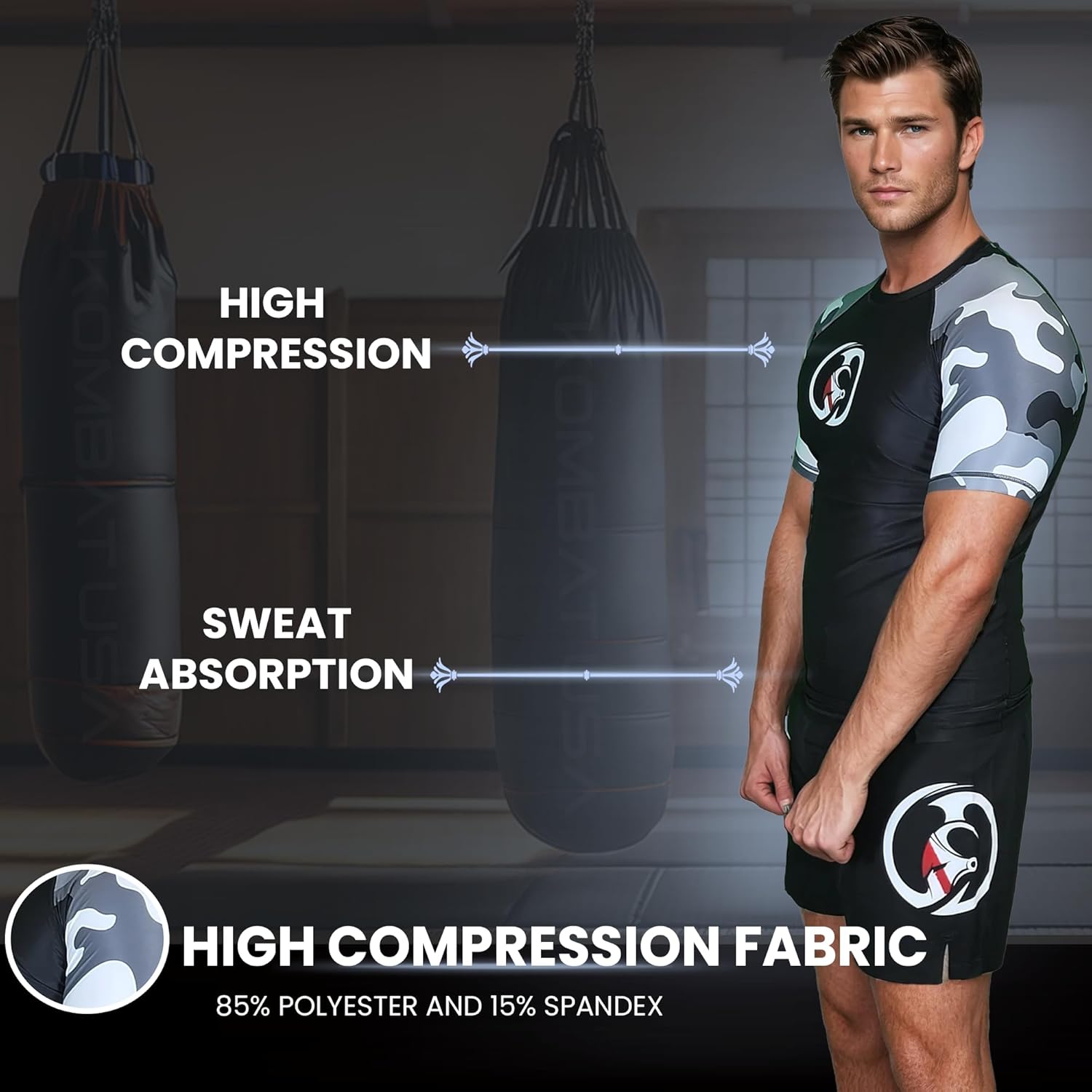 KOMBAT USA Short Sleeve Rash Guard KC Ocean & Snow | MMA, BJJ Comprasion Short Sleeve | Jiu Jitsu, Men’s BJJ, No GI - Image 3