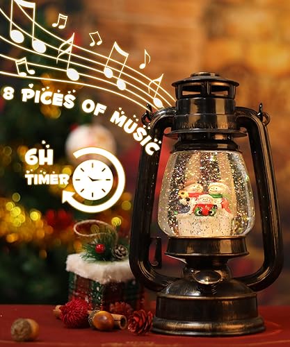 Miniatura 8 de Globo de nieve musical de Navidad, belén con regalos cristianos, linterna de globo de nieve de Navidad con temporizador de 6 horas, linterna