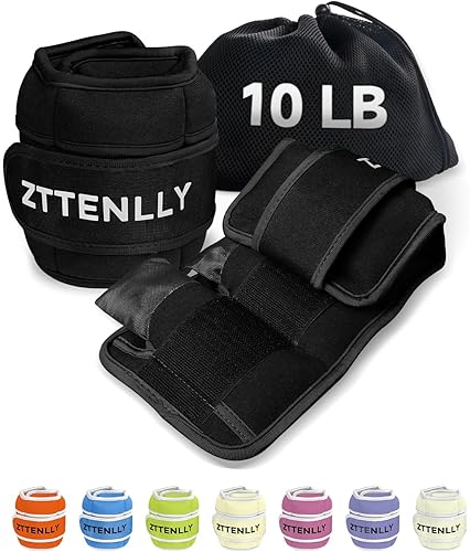 ZTTENLLY Pesas de tobillo ajustables para mujeres, hombres y niños 1 par de 5, 10, 15, 18 y 20 libras, correas de peso para pierna, muñeca,
