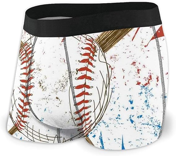 Men's Boxer Briefs Underwear,Hand Drawn Baseball Bat and Ball On Grunge Colored