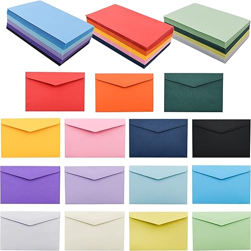 VANRA Paquete de 150 mini sobres de 15 colores surtidos para sobres de tarjetas de regalo, cartulina, tarjetas de índice, sobres de tarjetas de