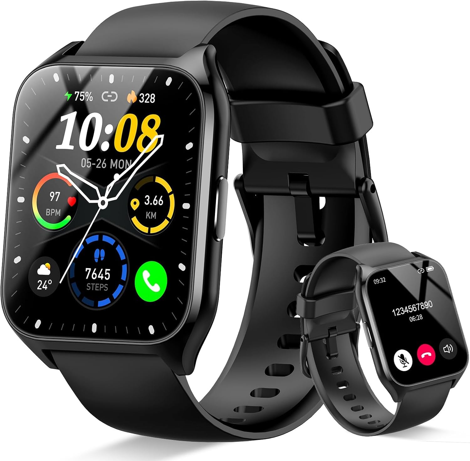 Smart Watch for Men Women, 1.85" Smartwatch Answer/Make Calls, Fitness Watch with Heart Rate/Sleep Monitor/Step Counter, 110+ Sport Modes, IP68 Waterproof Activity Fitness Trackers for Android iOS