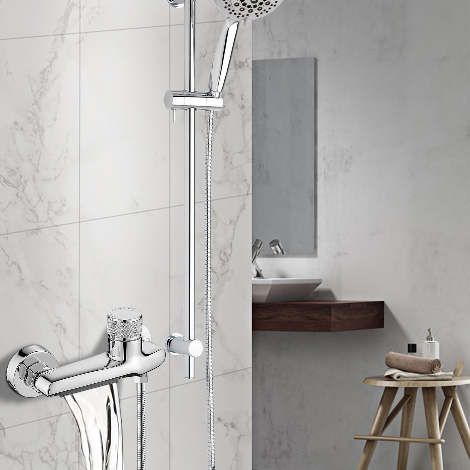 Design Sanitair Winkel | Thermostaat bad douche kraan chroom met uitloop 40cm - - Design Sanitair Winkel